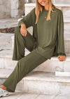 PRETTYGARDEN Women's 2 Piece Outfits Casual Short Sleeve Pullover Tops and Wide Leg Pants Lounge Sets Tracksuits