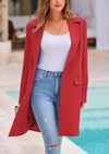 PRETTYGARDEN Women's Spring Fall Long Blazer Jackets Long Sleeve Lapel Pockets Loose Fit Work Casual Blazers Outerwear