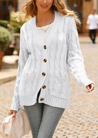 Knitted Solid Color Button Down Chunky Outwear Cardigan