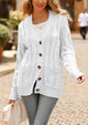Knitted Solid Color Button Down Chunky Outwear Cardigan