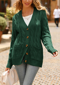Knitted Solid Color Button Down Chunky Outwear Cardigan