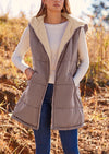 PRETTYGARDEN Womens Fall Reversible Vests Sleeveless Fleece Jacket Zip Up Hoodie Pockets Long Warm Winter Coat Outerwear
