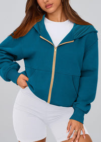 Y2K Zip Up Hoodie Long Sleeve Loose Fit Pockets Casual Sweatshirt