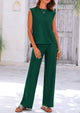 Pullover Tops And Wide Leg Pants Casual Two Piece Sets