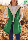 PRETTYGARDEN Womens Fall Reversible Vests Sleeveless Fleece Jacket Zip Up Hoodie Pockets Long Warm Winter Coat Outerwear