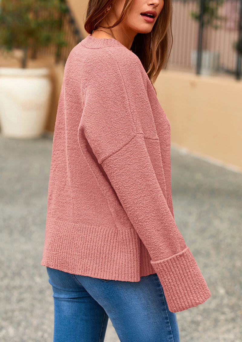 PRETTYGARDEN Women's Fall Oversized Sweaters Casual Crewneck Pullover Long Sleeve Fuzzy Chunky Knit Tops Blouse