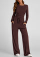 Long Sleeve Crop Tee Wide Leg Pants Two Piece Sets