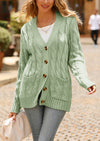 Knitted Solid Color Button Down Chunky Outwear Cardigan