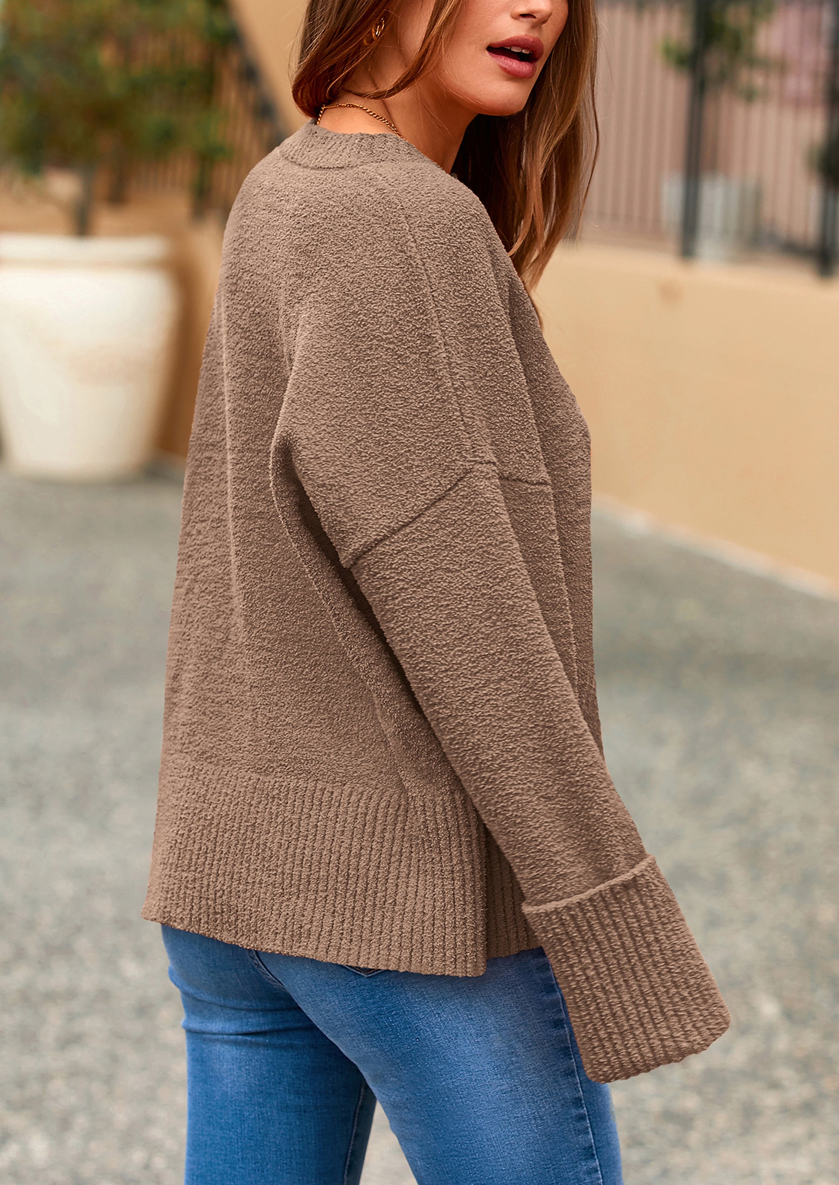 PRETTYGARDEN Women's Fall Oversized Sweaters Casual Crewneck Pullover Long Sleeve Fuzzy Chunky Knit Tops Blouse
