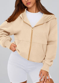 Y2K Zip Up Hoodie Long Sleeve Loose Fit Pockets Casual Sweatshirt