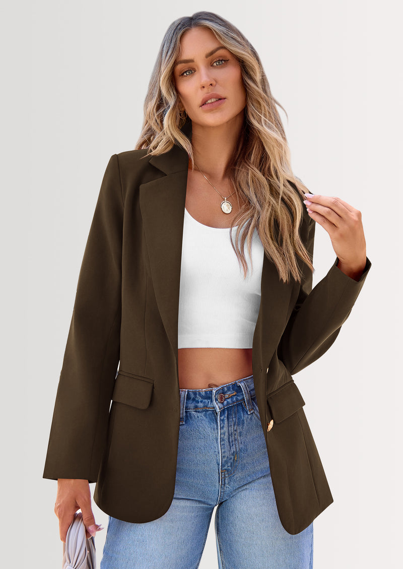 PRETTYGARDEN Women's Spring Fall Business Casual Blazers Long Sleeve Notch Lapel Trendy Work Office Blazer Jackets Outerwear