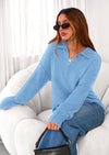 PRETTYGARDEN Womens Sweaters Quarter Zip Pullover Early Fall Fashion Long Sleeve V Neck Collared Knit Winter Jumper Tops