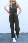 PRETTYGARDEN Jumpsuits Casual Outfits Sleeveless Wide Leg Long Pants Rompers