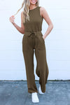 PRETTYGARDEN Jumpsuits Casual Outfits Sleeveless Wide Leg Long Pants Rompers