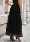 PRETTYGARDEN Maxi Skirts for Women Fall Tulle High Waisted Ruffle Flowy A-Line Long Skirt Country Concert Outfits