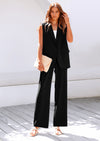 PRETTYGARDEN Women's 2 Piece Outfits Sleeveless Suit Vest and Wide Leg Pants Business Casual Blazer Sets