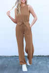 PRETTYGARDEN Jumpsuits Casual Outfits Sleeveless Wide Leg Long Pants Rompers