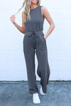 PRETTYGARDEN Jumpsuits Casual Outfits Sleeveless Wide Leg Long Pants Rompers