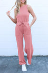 PRETTYGARDEN Jumpsuits Casual Outfits Sleeveless Wide Leg Long Pants Rompers