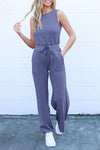 PRETTYGARDEN Jumpsuits Casual Outfits Sleeveless Wide Leg Long Pants Rompers