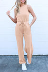 PRETTYGARDEN Jumpsuits Casual Outfits Sleeveless Wide Leg Long Pants Rompers
