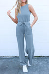PRETTYGARDEN Jumpsuits Casual Outfits Sleeveless Wide Leg Long Pants Rompers