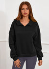 PRETTYGARDEN Womens Hoodies Cropped Fleece Sweatshirts Fall Fashion Quarter Zip Pullover Long Sleeve Tops Winter Clothes