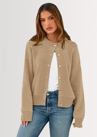 PRETTYGARDEN Cardigan Sweaters for Women Trendy Long Sleeve Open Front Button Down Jacket Fall Clothes Winter Coats