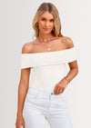 PRETTYGARDEN Women's Summer Off Shoulder Sweater Tops Ribbed Knit Short Sleeve Trendy Going Out Date Night Blouse