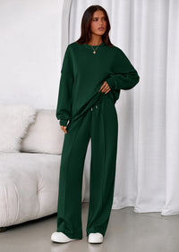 PRETTYGARDEN 2 Piece Sets For Women Fall Trendy Long Sleeve Sweatshirt Wide Leg Pants Loungewear Set Matching Sweatsuit