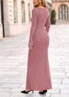 PRETTYGARDEN Women's Fall Fashion Long Sleeve Maxi Dress Ribbed Knit Boat Neck Bodycon Casual Dresses Going Out Outfits