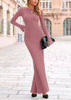 PRETTYGARDEN Women's Fall Fashion Long Sleeve Maxi Dress Ribbed Knit Boat Neck Bodycon Casual Dresses Going Out Outfits