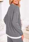 PRETTYGARDEN Two Piece Matching Sweater Lounge Sets Knit Long Sleeve Pullover Tops Wide Leg Pants