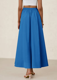 Ruffle High Waisted Casual Long Flowy Maxi Skirts with Pockets