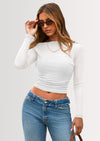 PRETTYGARDEN Women's Long Sleeve Sheer Crop Tops Boat Neck See Through Cover Up with Spaghetti Strap Camisole 2 Piece Blouses
