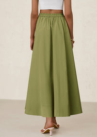 Ruffle High Waisted Casual Long Flowy Maxi Skirts with Pockets
