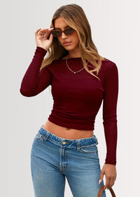 PRETTYGARDEN Women's Long Sleeve Sheer Crop Tops Boat Neck See Through Cover Up with Spaghetti Strap Camisole 2 Piece Blouses