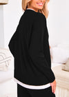 PRETTYGARDEN Two Piece Matching Sweater Lounge Sets Knit Long Sleeve Pullover Tops Wide Leg Pants