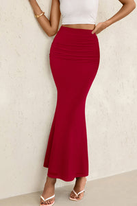 Mermaid Bodycon Trendy Casual High Waisted Ruffle Ruched Long Mesh Skirts
