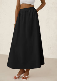 Ruffle High Waisted Casual Long Flowy Maxi Skirts with Pockets