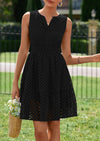 PRETTYGARDEN Women's Summer Dresses Sleeveless V Neck Eyelet Hollow Out Swing A Line Beach Vacation Sun Dress