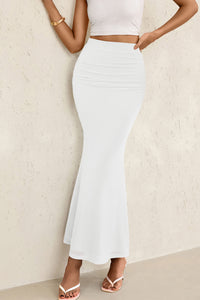 Mermaid Bodycon Trendy Casual High Waisted Ruffle Ruched Long Mesh Skirts