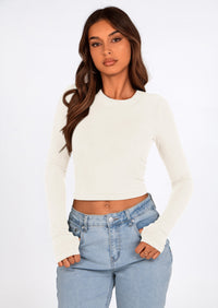 PRETTYGARDEN Women's Long Sleeve Crop Tops Y2K Spring Fall Fashion Clothes Basic Slim Fit Tee Shirts Blouse