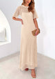 Eyelet Beach Vacation Resort Short Sleeve Hollow Out Dress Cover Up Maxi Dresses
