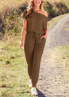 PRETTYGARDEN Dressy Off Shoulder Romper Spring Vacation Travel Lounge Outfits Clothes