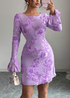 PRETTYGARDEN Women's Floral Embroidered Dress Fall Long Bell Sleeve Ribbon Flower Mini Short Mesh Bodycon Party Dresses