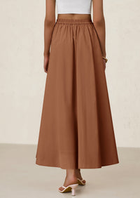 Ruffle High Waisted Casual Long Flowy Maxi Skirts with Pockets