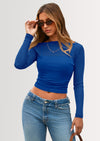 PRETTYGARDEN Women's Long Sleeve Sheer Crop Tops Boat Neck See Through Cover Up with Spaghetti Strap Camisole 2 Piece Blouses