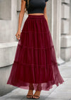 PRETTYGARDEN Maxi Skirts for Women Fall Tulle High Waisted Ruffle Flowy A-Line Long Skirt Country Concert Outfits