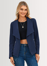 PRETTYGARDEN Women's Faux Suede Jackets Fashion Fall Clothes Long Sleeve Open Front Cropped Coat Outwear